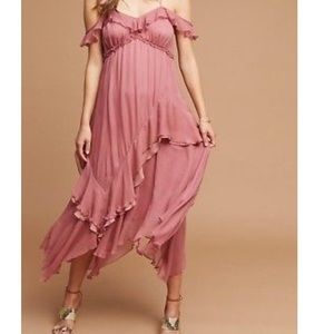 Anthropologie Regan Mauve Ruffled Dress